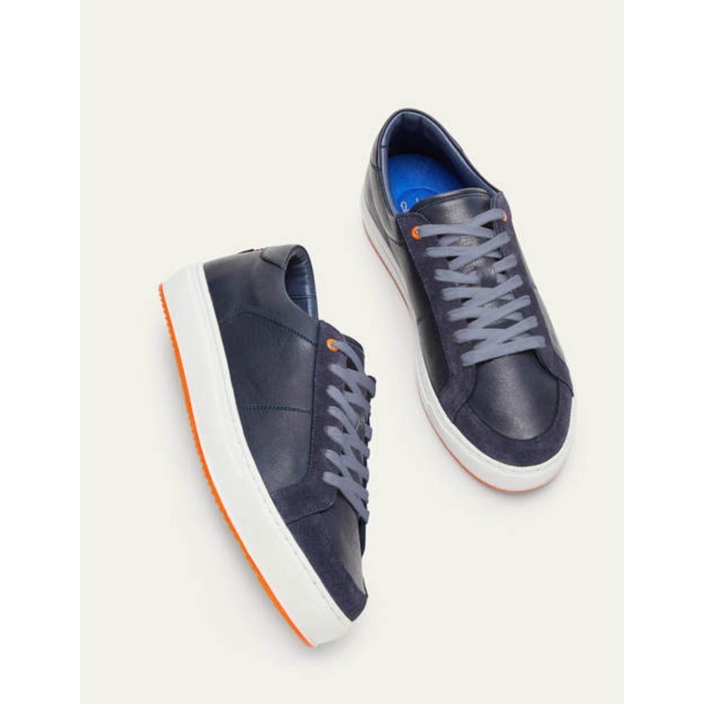 Boden Leather Colourpop Trainers Sneakers Mens Suede Casual Shoes Navy Sz 41 NEW